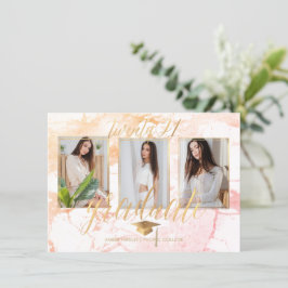 Invitación PixDezines Marble Faux Gold Graduación Invita Invi