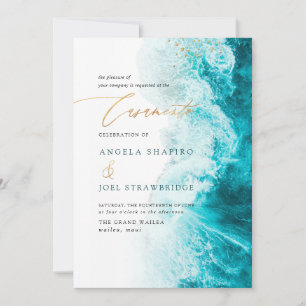 Invitación PixDezines Marine Waves Shoreline Beach Casamento