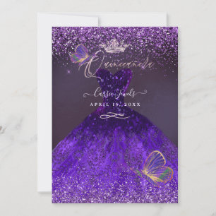 Invitación PixDezines Mariposas Quinceañera, Violeta Ultra