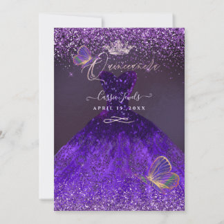 Invitación PixDezines Mariposas Quinceañera, Violeta Ultra
