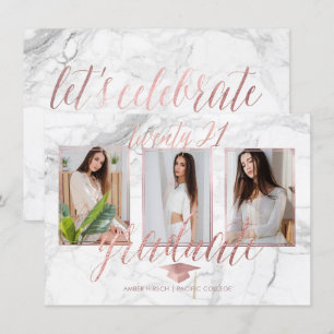 Invitación PixDezines Mármol Falso Oro Rosa Graduación
