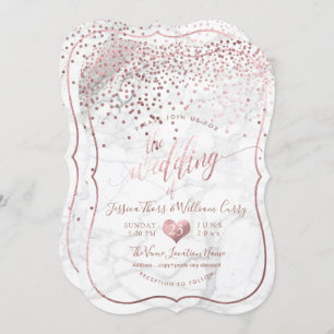 Invitación PixDezines Mármol+Faux Rosa Confetti Boda