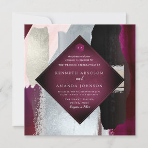 Invitación PixDezines Masala Red Rubor Silver