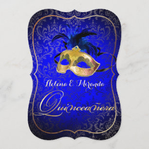 Invitación PixDezines Masquerade/Azul/DIYcolor!