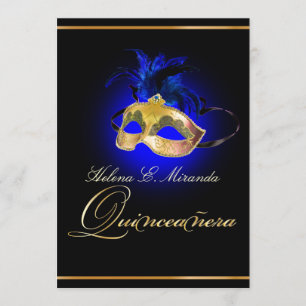 Invitación PixDezines Masquerade/Azul Real/¡Color casero!
