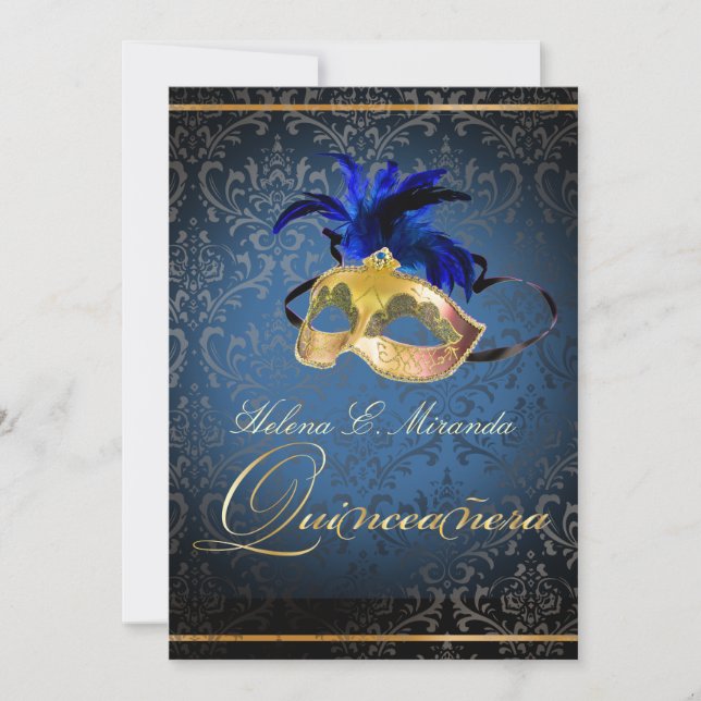 Invitación PixDezines Masquerade/Blue/DIY color!! (Anverso)