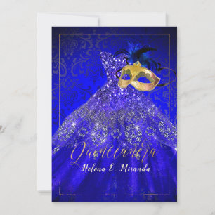 Invitación PixDezines Masquerade/Blue/DIYcolor!