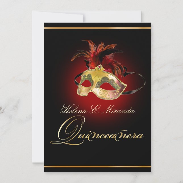 Invitación PixDezines Masquerade/DIY color/ruby rojo (Anverso)