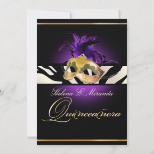 Invitación PixDezines Masquerade/púrpura/color Zebra/DIY!!