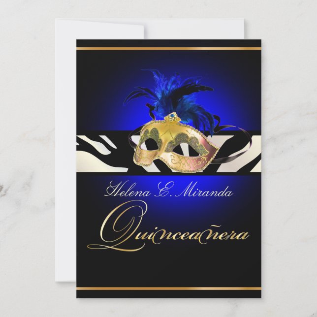 Invitación PixDezines Masquerade/Quinenera/Color DIY!! (Anverso)
