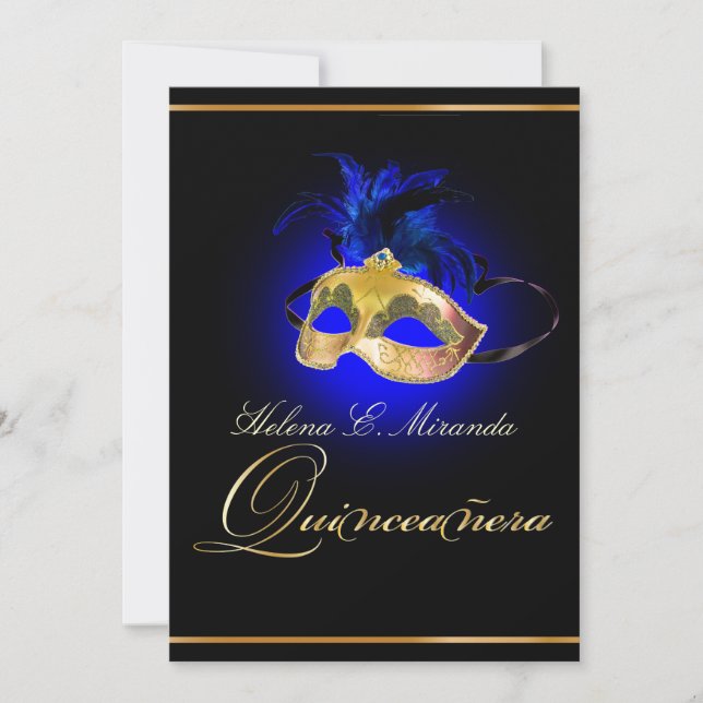 Invitación PixDezines Masquerade/Royal Blue/DIY color!! (Anverso)