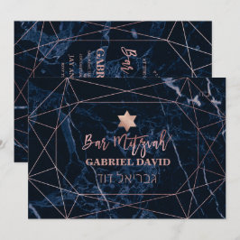 Invitación PixDezines Midnight Blue Marble Bar Mitzvah
