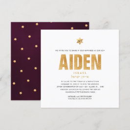 Invitación PixDezines Minimalista DIY FAUX ORO Mitzvah