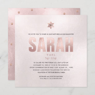 Invitación PixDezines Minimalista DIY FAUX ROSA ORO Mitzvah