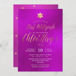 Invitación PixDezines Minimalista magenta Mitzvah, Script