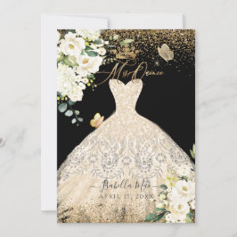 Invitación PixDezines Mis Quince Champagne Purpurina Gown