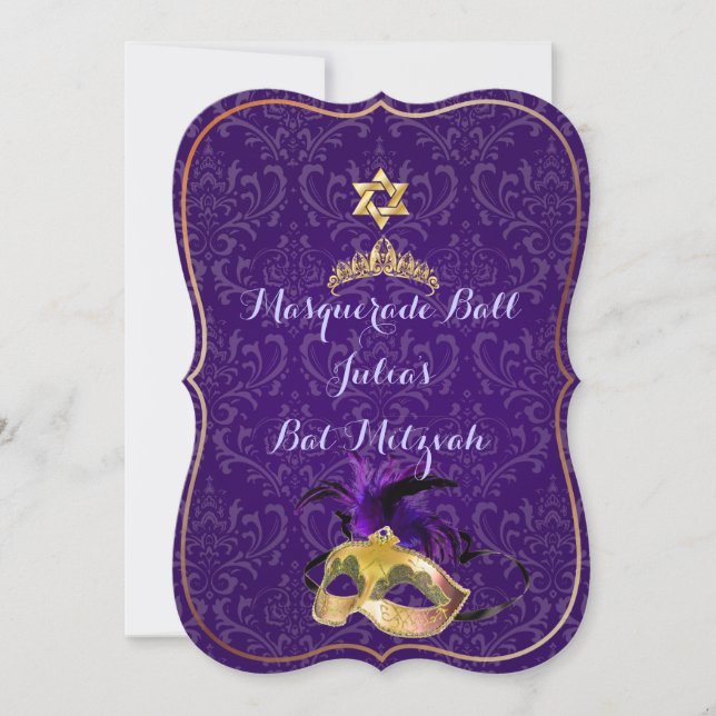 Invitación PixDezines Mitzvah Masquerade/Diy color!! (Anverso)