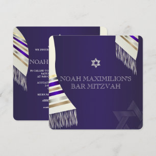 Invitación PixDezines mitzvah / tallit púrpura / fondo diy