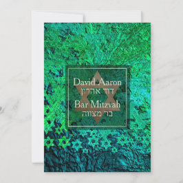 Invitación PixDezines Mod/Bar Mitzvah/Star of David/Emerald
