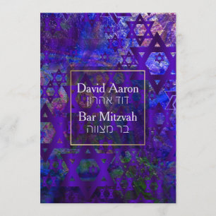 Invitación PixDezines Mod/Bar Mitzvah/Star of David/Violet