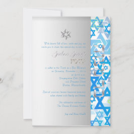 Invitación PixDezines mod estrellas/Bar Mitzvah/azul oscuro/p