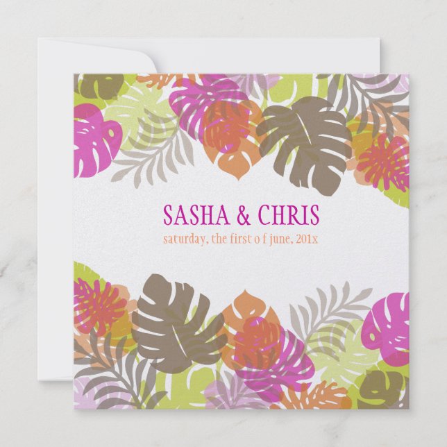 Invitación PixDezines Monstera, colores de filo tropical/diy (Anverso)