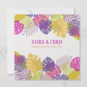 Invitación PixDezines Monstera, colores de filo tropical/diy