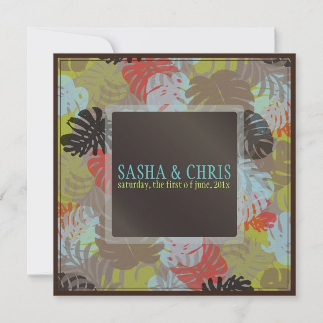 Invitación PixDezines Monstera, colores de filo tropical/diy (Anverso)