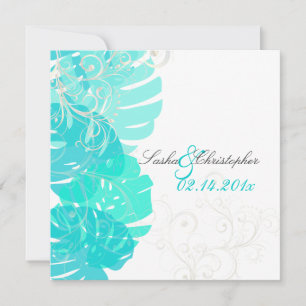 Invitación PixDezines Monstera, Foliage tropical + Swirls