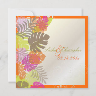 Invitación PixDezines Monstera, Foliage tropical + Swirls