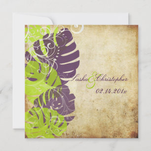 Invitación PixDezines Monstera, Foliage tropical + Swirls