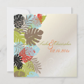 Invitación PixDezines Monstera, Follaje Tropical+Remolinos