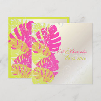 Invitación PixDezines Monstera, follaje tropical + remolinos