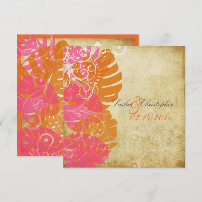 Invitación PixDezines MONSTERA/PINK/NARANJA/TORNILLOS (Anverso / Reverso)