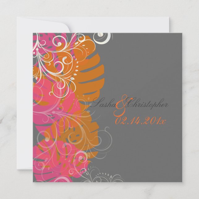 Invitación PixDezines Monstera/tropical+remolinos/colores diy (Anverso)