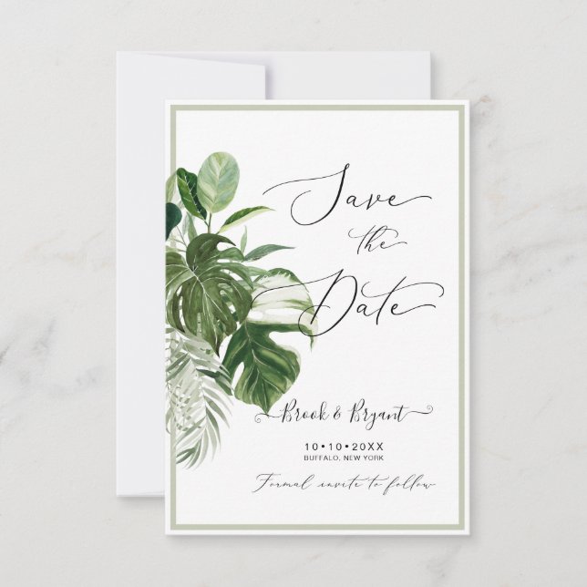 Invitación PixDezines Monstera Variada y Follaje Tropical (Anverso)