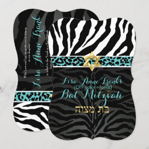 Invitación PixDezines morado/color DIY/Cebra/Bar Mitzvah