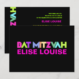 Invitación PixDezines Neon Lights Bat Mitzvah