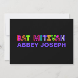 Invitación PixDezines Neon Lights Bat Mitzvah