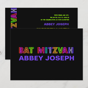 Invitación PixDezines Neon Lights Bat Mitzvah