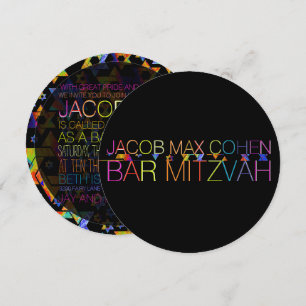 Invitación PixDezines neones/tipografía/bar mitzvah
