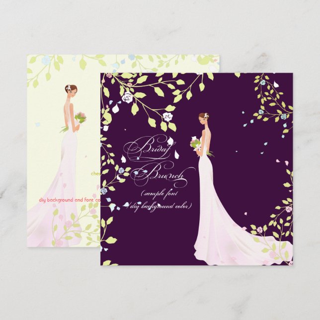 Invitación PixDezines Novia 2 B/DIY color (Anverso / Reverso)