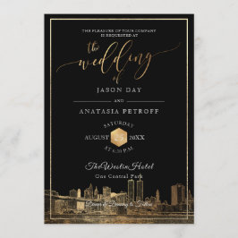 Invitación PixDezines NYC Silueta/Oro Falso/DIY
