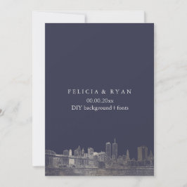 Invitación PixDezines NYC Skyline/Faux Silver/DIY Bckgrad