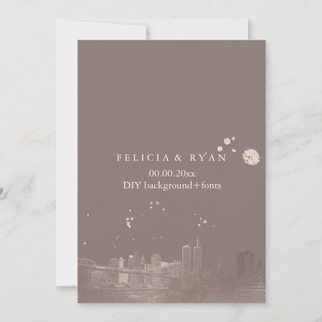 Invitación PixDezines NYC Skyline/Rosa Gold/DIY Bckgrado (Anverso)