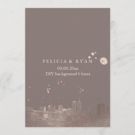Invitación PixDezines NYC Skyline/Rosa Gold/DIY Bckgrado