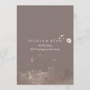 Invitación PixDezines NYC Skyline/Rosa Gold/DIY Bckland