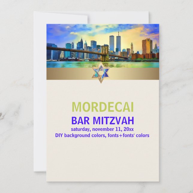 Invitación PixDezines NYC/Torres gemelas/Bar Mitzvah (Anverso)