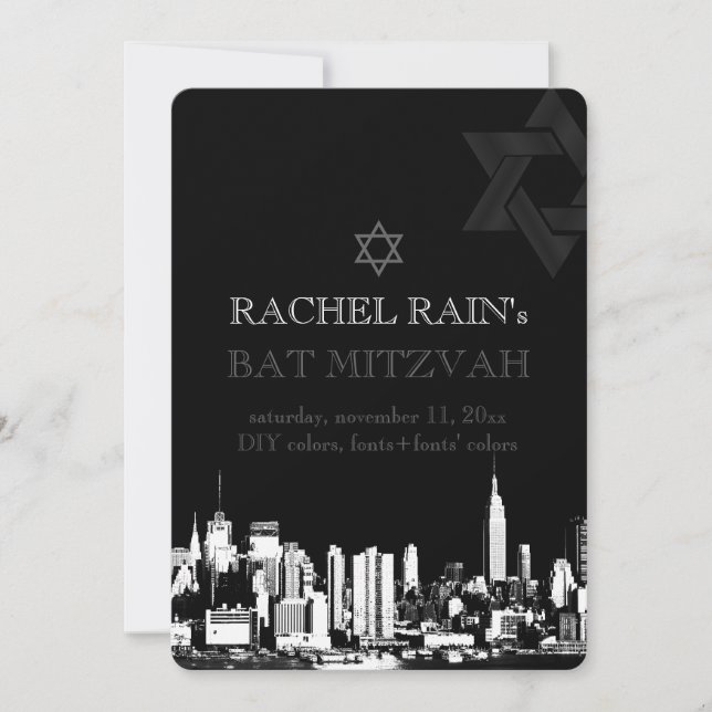 Invitación PixDezines NYC urbana/bat mitzvah (Anverso)