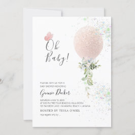 Invitación PixDezines Oh Baby Revelación de Bebé Globo